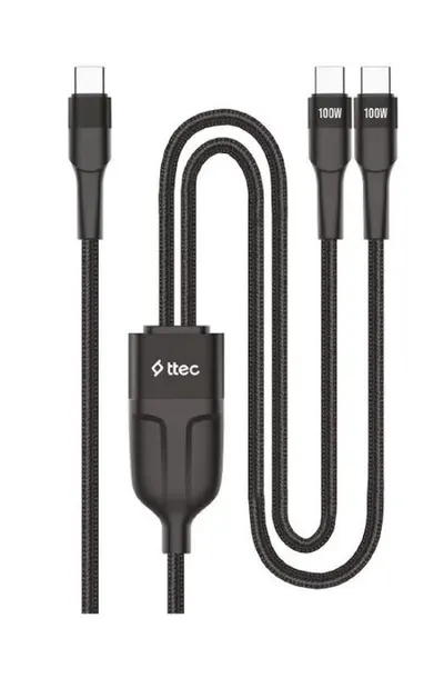 Cablu ttec - AlumiCable Duo, 100W, USB-C/USB-C, negru