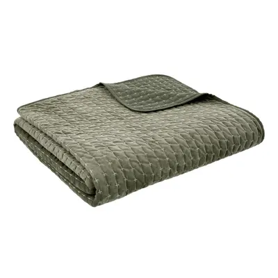 Cuvertură verde matlasată din catifea 240x260 cm Attica Velvet Embroidered – Bianca
