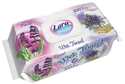 Șervețele umede cu capac Lara Baby Soft - Lavandă, 100 buc