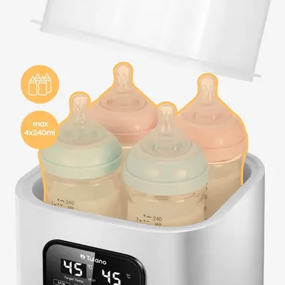 Incalzitor si sterilizator electric digital 8-in-1 Tulano Ellie 55 XL cu telecomanda,capacitate 4 biberoane,ecran tactil LCD,senzor mentinere temperatura 48 ore