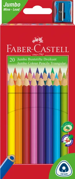 Creioane colorate Faber-Castell - 20 bucati, cu ascutitoare