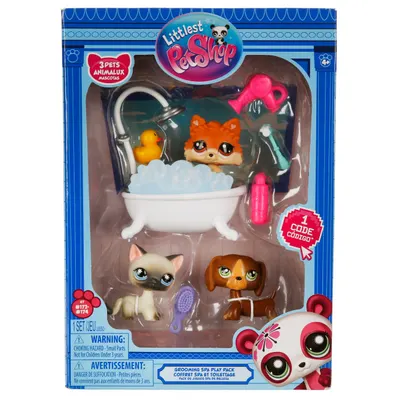 Set 3 figurine cu accesorii, Littlest Pet Shop, Grooming Spa