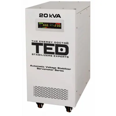 Stabilizator de tensiune servomotor TED 20KSVC 20000VA / 16000W, dublu sens, ideal pentru sisteme fotovoltaice, monofazat
