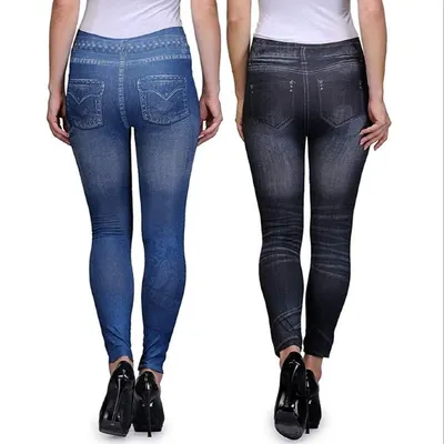 Set 2 x Colanti modelatori cu aspect de blugi