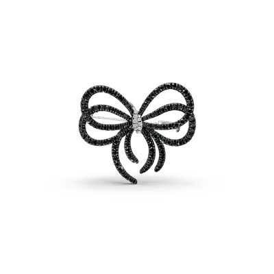 Brosa fundita din aur alb cu diamante negre de 4.2ct