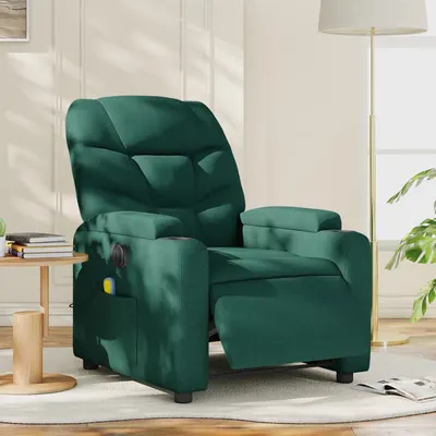 Gossi fotoliu electric de masaj rabatabil, verde inchis, textil