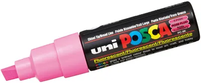 Marker permanent cu un varf tesit Uni Posca - PC-8K, 8 mm, roz fluorescent