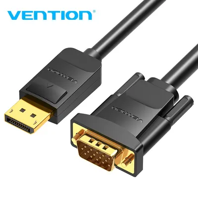 Cablu DisplayPort - VGA 2m 1080P 60Hz 30AWG aurit negru VENTION HBLBH