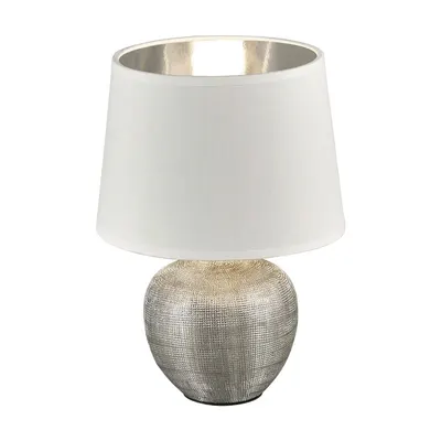 Veioză din ceramică și pânză Reality Luxor, înălțime 26 cm, alb