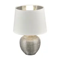Veioză din ceramică și pânză Reality Luxor, înălțime 26 cm, alb
