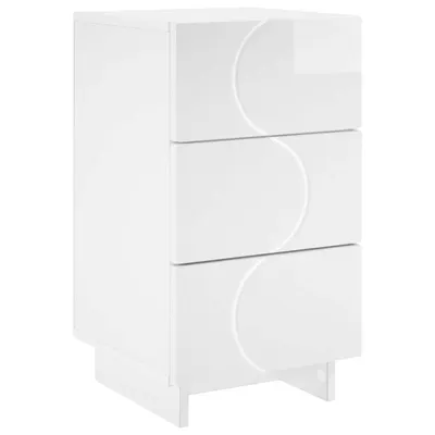 vidaXL Dulap de noapte Alb foarte lucios 33,5 x 34,5 x 60 cm