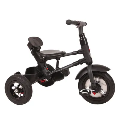 Tricicleta pentru copii Qplay Rito Rubber Violet cu roti din cauciuc, pliabila, maner telescopic, sistem roata libera si greutate maxim suportata 25 kg
