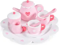 Jucarie din lemn Moni Toys - Set de servit ceai, inimioara