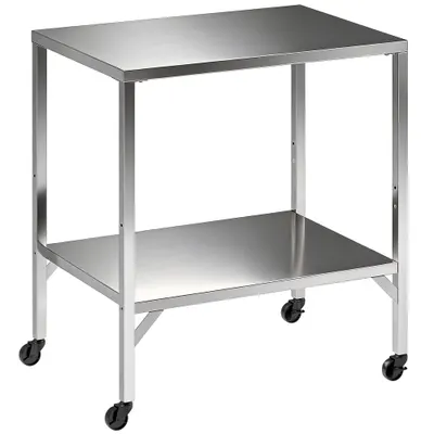 Outsunny Cărucior pentru grătar Masă de pregătire exterior cu blat de lucru și roți Oțel inoxidabil 85x60x92cm Argintiu | Aosom Romania