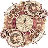 Puzzle 3D din lemn Robo Time din 168 de piese – Ceas de perete zodiac