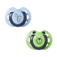 Set 2 suzete silicon ortodontice Tommee Tippee Fun Friends 0-6 luni Green Bear, Blue Squirell
