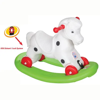 Balansoar calut 2in1 pentru copii Pilsan Rocking Horse cu roti si platforma detasabila