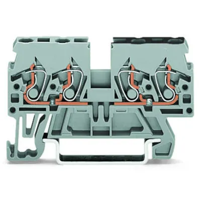 Double potential terminal block; 2.5 mm²; side and center marking; for DIN-rail 35 x 15 and 35 x 7.5; CAGE CLAMP®; 2,50 mm²; gray