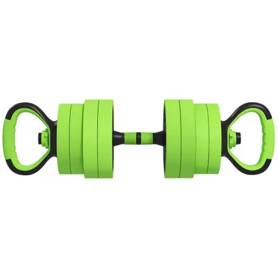 SPORTNOW Set Greutăți Sala de Sport 4 în 1 de 20kg, Convertibil în Kettlebell, 2 Gantere, Bară de Haltere și Suport pentru Flotări, Verde | Aosom Romania
