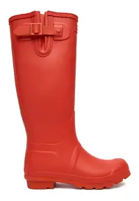 Cizme de cauciuc pentru femei - rosii - stil de ploaie - slip on - material textil interior
