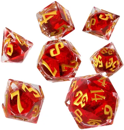 Set de zaruri GlassStaff - Liquid Core RPG Dice Set, Hemomancery (7 buc.)