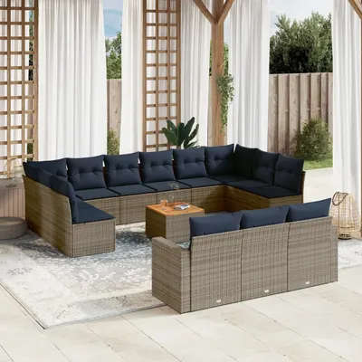 Gossi set mobilier de gradina cu perne, 14 piese, gri, poliratan