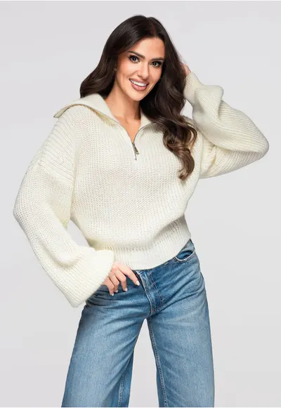 Pulover din lana croiala lejera LW-SWSW-0118 - Bej