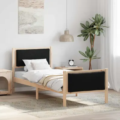 vidaXL Cadru de pat cu headboard Negru 75 x 190 cm țesătură