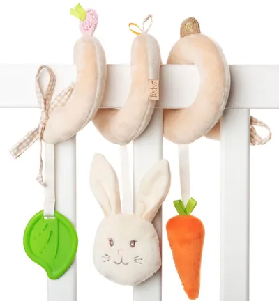 Jucarie spirală pentru bebeluși Tedsy - Iepuraș, 10 х 24 cm