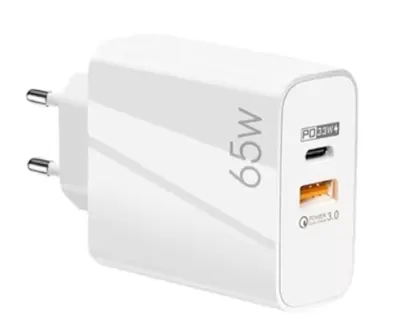 Incarcator de priza putere 65W cu 2 porturi Alb