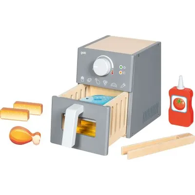Airfryer sau friteuza din lemn cu accesorii, 16 piese, joc de rol de la 3 ani