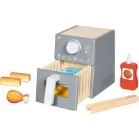 Airfryer sau friteuza din lemn cu accesorii, 16 piese, joc de rol de la 3 ani