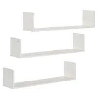 HOMCOM Set di 3 Rafturi de Perete pentru Obiecte, Rafturi de Perete din Lemn, 80x18x18 cm, Alb | Aosom Romania