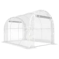Outsunny Seră de Grădină Tip Tunel 2x3x2 m cu 2 Uși Rulabile, Seră pentru Legume, Flori și Fructe, cu 4 Bare Diagonale, Cadru din Oțel și Acoperiș PE, Transparentă | Aosom Romania