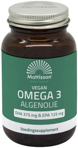 Vegan Omega 3 Algae Oil DHA/EPA, 375 mg/125 mg, 60 capsule, Mattisson Healthstyle