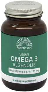 Vegan Omega 3 Algae Oil DHA/EPA, 375 mg/125 mg, 60 capsule, Mattisson Healthstyle