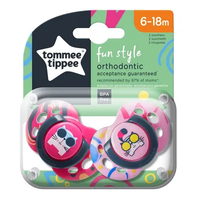 Set 2 suzete ortodontice din silicon Tommee Tippee Fun Style 6-18 luni Cat