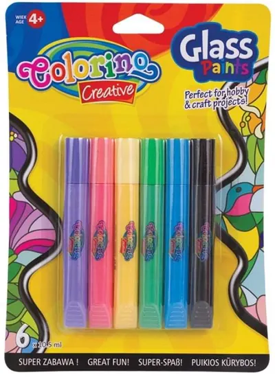 Vopsele pentru sticla Colorino Creative - 6 culori, 10.5 ml