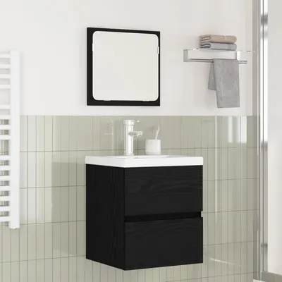 vidaXL Set de mobilier pentru baie 2 buc. Stejar negru și Alb
