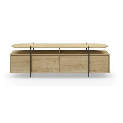 Masă TV în culoare naturală cu aspect de lemn de stejar 160x48 cm Hinoa – Marckeric
