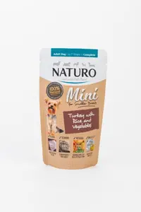 Pouch Naturo Dog Adult Mini cu Carne de Curcan si Orez 150 Gr