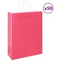 Gossi pungi de hartie 50 buc cu manere roz 32x12x42 cm