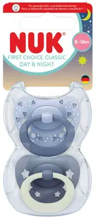 Suzete din silicon NUK First Choice - Day & Night, 6-18 luni, pentru băiat, mov, 2 buc