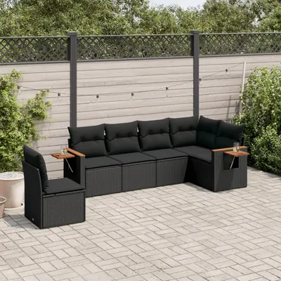 Gossi set mobilier de gradina cu perne, 6 piese, negru, poliratan