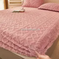 Cearsaf cu elastic COCOLINO, 180x200x25cm, 2 fete de perne, Jojo Home, model Tricotat, Roz