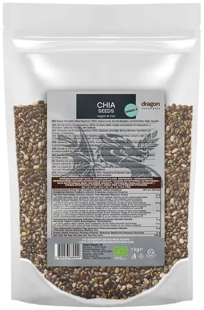 Semințe de chia, 1 kg, Dragon Superfoods