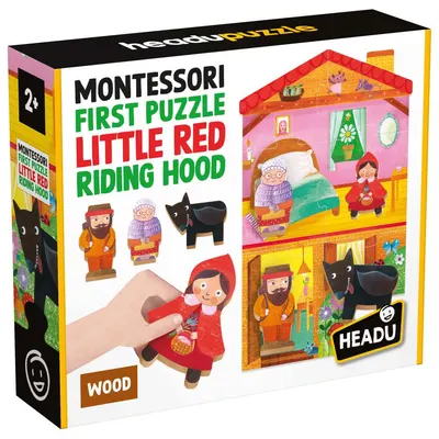 Set puzzle si 4 forme din lemn Headu Scufita Rosie