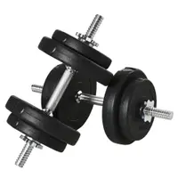 HOMCOM Set 2 Gantere Greutăți de 25 kg Total cu 12 Discuri din Oțel și Plastic, 43x18x7,5 cm, Negru | Aosom Romania