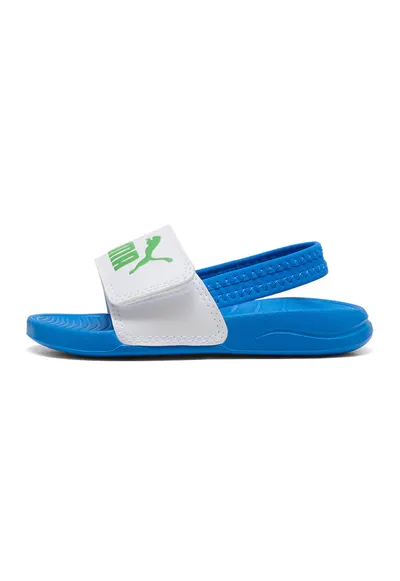 Sandale slingback cu velcro Popcat 20 - Alb/Verde/Albastru