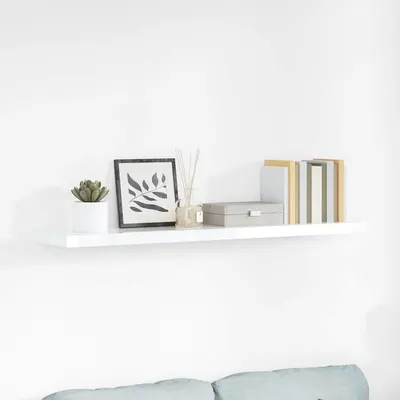 vidaXL Raft de perete suspendat, alb extralucios, 120x23,5x3,8 cm, MDF